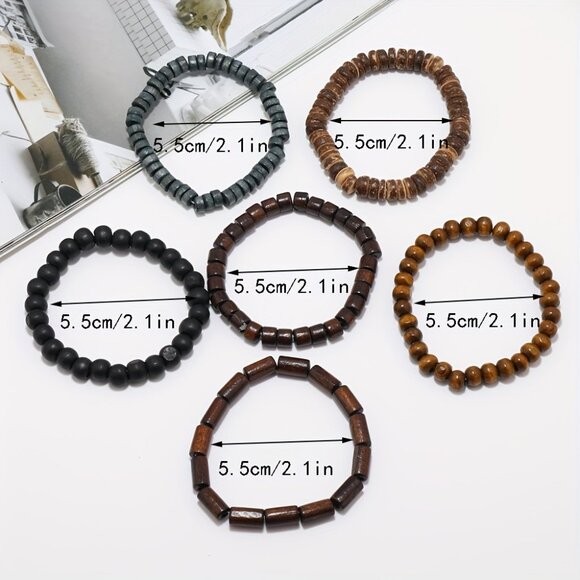 6pcs/set Stylish Beaded Bracelet for Men - Picture 6 of 6